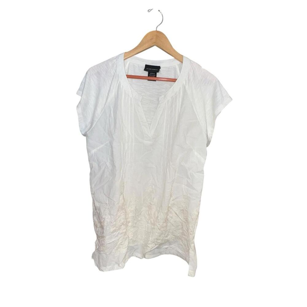 Liv Los Angeles Cream Embroidered Tunic V-Neck Boho Top‎ Women's XL